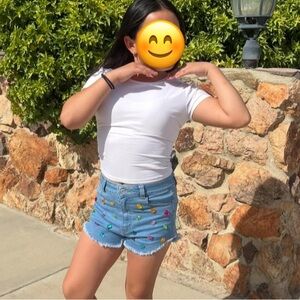 Bejeweled Embroidered Denim Shorts